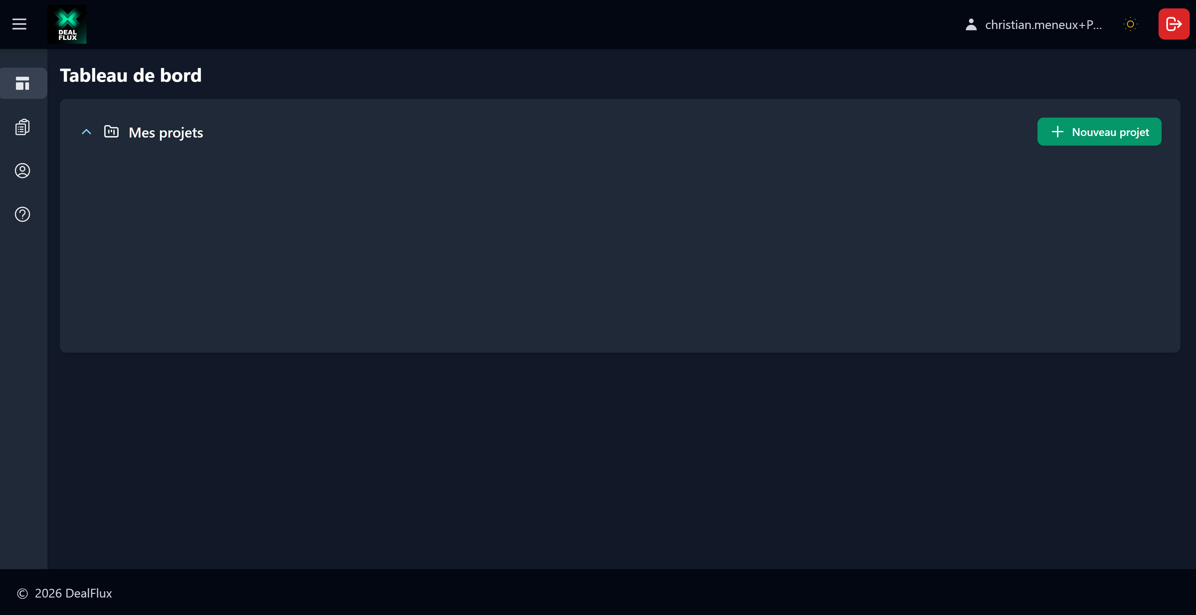 Tableau de bord sans projet